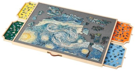 VEVOR 1500-teiliges drehbares Puzzlebrett mit 4 bunten Filzschubladen & Abdeckung, tragbarer Puzzletisch (890 x 660 x 32 mm), Puzzle-Zubehör für Erwachsene, Puzzle-Aufbewahrungssystem Puzzle Boards
