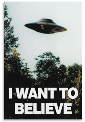 HUYREWHUYUU Poster mit Aufschrift I Want To Believe, Vintage-Poster, dekoratives Gemälde, ästhetische Wandkunst, Leinwand-Dekor für Wohnzimmer, Schlafzimmer, 30 x 45 cm, ungerahmter Stil
