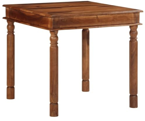 QUAHEAS Moderner Esstisch 80x80x77 cm aus robustem Akazien Massivholz, honigfarben lackiert, langlebiger Holztisch für Küche, Esszimmer & Zuhause, ideal für Frühstück & Abendessen