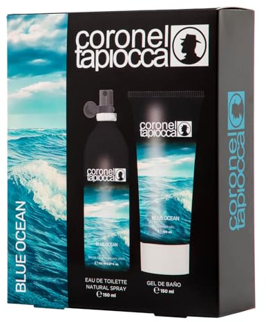 CORONEL TAPIOCCA - Blue Ocean, Estuche de Regalo Hombre, Colonia 75 ml + Desodorante 200 ml, Eau de Toilette Natural y Masculina, Aroma Cítrico Especiado, Fragancia Fresca y Duradera