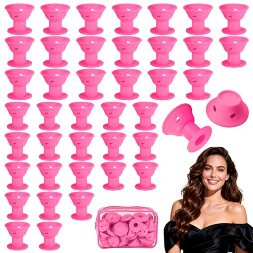 Silikon Lockenwickler Set,40 Stück (20 große + 20 kleine),für natürliche Beachwaves,ohne Hitze,schonend rutschfest,sicher über Nacht tragbar,inkl Beutel