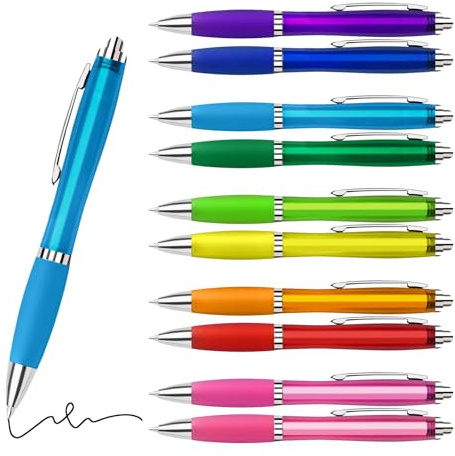 Homucasa 30 STK. Kugelschreiber mit Schwarz Tinte, 1 mm Strichstärke Druckkugelschreiber, Hochwertig Stift mit 10 Farben Gehäuse, Ergonomisch Kuli als Geschenk für Freunde Familie Partner