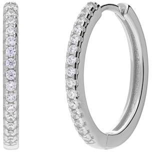 Lucardi - Damen Silberne Ohrringe mit Zirkonia 20 mm - Ohrringe - 925 Silber - Silberfarbig - Nickelfrei