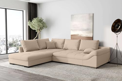 99rooms Terra Ecksofa Polsterecke Eckcouch Strukturstoff Neve Beige Ottomane Links