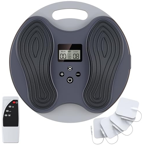 EMS & TENS Fußmassagegerät, Durchblutungs-Stimulator – Elektrisches Fußmassagegerät mit 10 Modi, 20 Intensitätsstufen und 4 Elektrodenpads, Schmerzlinderung, zur aktiven Durchblutungsförderung