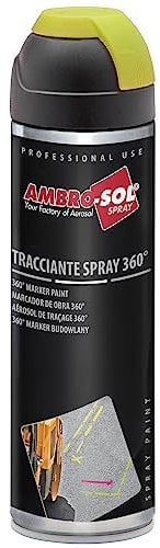 Ambro-Sol V403GIALLOF Tracciante Marker Spray 360°, sia per Uso Professionale che Domestico, per Asfalti, Muri e Legno, Bomboletta Spray in Banda Stagnata Riciclabile 500 ml, Giallo Fluorescente