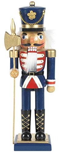 Nussknacker Kunsthandwerks-Stil Soldat mit Hellebarde blau / 25 cm/weihnachtlicher Nussknacker/handbemalte Deko Figur aus Holz/weihnachtlich dekorieren