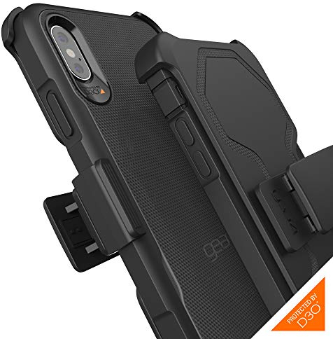 Gear4 Platoon Schutzhülle mit Hightech-Aufprallschutz und Holster [D3O-geschützt], extrem robust und schützend, für iPhone XS Max - Schwarz
