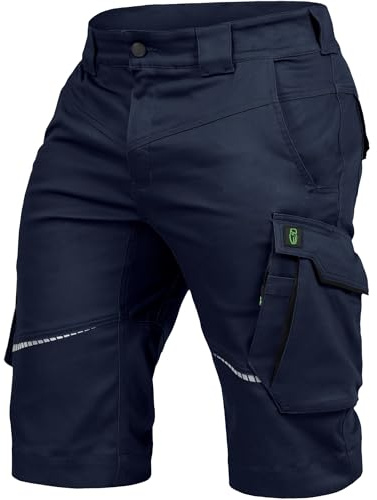 Leibwächter Arbeitsshorts Herren Flex Line Marine – Größe 44 – Robuste Cargo Hose mit Taschen – Handwerker Shorts – Berufsbekleidung – Multifunktionshose mit Reflektoren