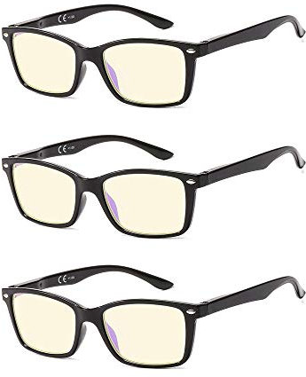 Suertree 90% Blaulichtfilter Lesebrille 3 Pack Sehhilfe Augenoptik Brille Lesehilfen für Damen Herren BM151T 3.0x
