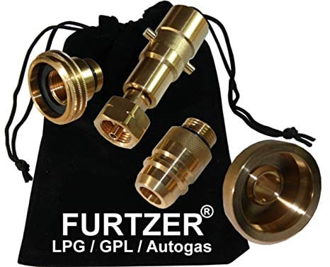 Furtzer LPG GPL Autogas Tankadapter Acme/Dish/EURONOZZLE/BAJONETT Gasflaschen Propangas lang Adapter mit Stoffbeutel by
