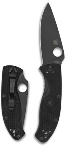Spyderco Tenacious Lightweight Folding Pocket Knife with 3.3 8Cr13MoV Steel Blade and FRN Handle - EDC Knife for Men and Women, Perfect for Hunting, Tactical, Camping - PlainEdge - C122PBBK