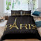 Loussiesd Eiffelturm Bettwäsche Paris Thema Bettbezug Set Gold und Schwarz Paris Drucken Bettwäsche Set 135x200cm Moderne Mode Mikrofaser Betten Set mit 1 Kissenbezügen für Kinder Frauen Männer