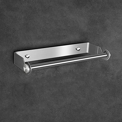 Küchenrollenhalter ohne Bohren, Küchenrollenhalter Wand, Papierrollenhalter aus Edelstahl, Küchenrollenspender Küchenrollen Halter Aufbewahrung Organisator, Wandmontage (Silver)