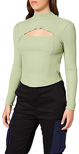 NA-KD Cut out Chest Detail Top Camisa, Verde, S para Mujer