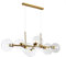 ZRABCD Lámpara Colgante Luz Araña Luz de Techo Mid Century 110Cm Bola de Cristal, Dorada 8-S Colgante Largo Creative Island S Cristal Transparente Esférico E27 Decoración Colgante,Dorado,Transparente