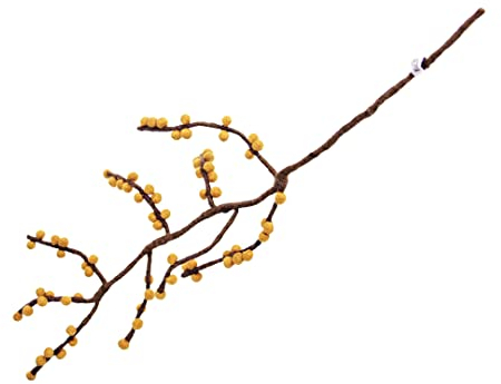 Gry & SIF Beerenzweig aus Filz, Flexibler Stab, Dekozweig für Vasen, Dorn, Eberesche, Fairtrade, 1 Zweig mit gelben Beeren, 60 cm