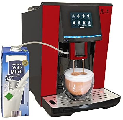 Acopino Vittoria Onetouch Kaffeevollautomat in rot und Espressomaschine mit Milchsystem,Cappuccino und Espresso auf Knopfdruck farbiges Touch Display