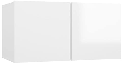 vidaXL Hanging TV Cabinet Home Living Room Furniture Accessories TV Stands Entertainment Centre Wall Mounted TV Units Hifi Cabinet High Gloss White