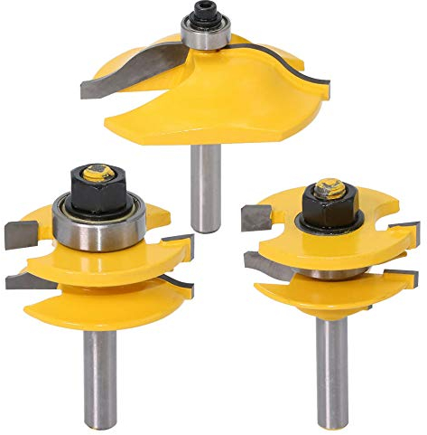 APLUS 3-teilig Oberfräser Set, Ogee Rail & Ogee Raised Panel [8mm Schaft], Holzfräser Holzbearbeitungswerkzeug (8mm Schaft)
