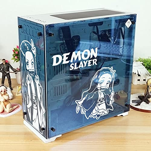 Anime-Aufkleber für PC-Gehäuse, Cartoon-Dekor-Aufkleber für ATX-Computer-Skin, wasserdichter Vinyl-Graffiti-Aufkleber, leicht entfernbar (weiß und weiß)