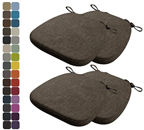 Kimgull 4er Set Stuhlkissen mit Bändern Bequeme Waschbare Rutschfestes Sitzkissen Ideal für zu Hause und Gartendekoration, viele Farben und Größen zur Auswahl (43x42x5CM Dunkelbraun)
