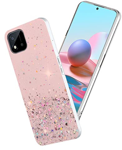 Yarxiawin Kompatibel mit Realme C11 2021 hülle Transparent Glitzer Aesthetic Muster, Handyhülle Realme C11 2021 Silikon Durchsichtig Dünn Cover, Schutzhülle Realme C11 2021 Clear Case (Rosa)