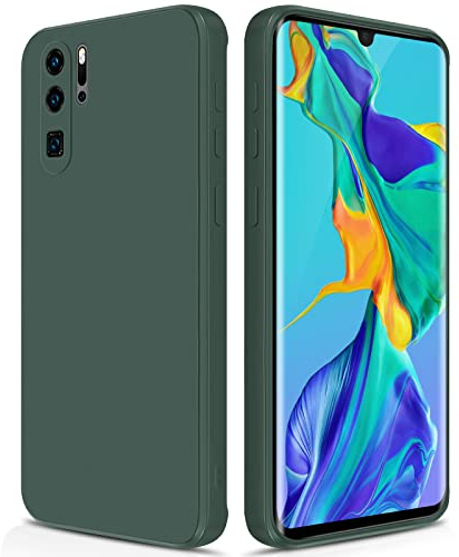 GiiYoon Hülle Kompatibel mit Huawei P30 Pro, Hochwertiges Liquid Silicone Case, Rundumschutz Handyhülle, Kratzfestes Weiches Mikrofaserfutter- grün
