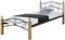 Homestyle4u 2267, Metallbett mit Lattenrost Matratze 90x200 cm Bettgestell Schwarz Natur Holz Einzelbett Tagesbett