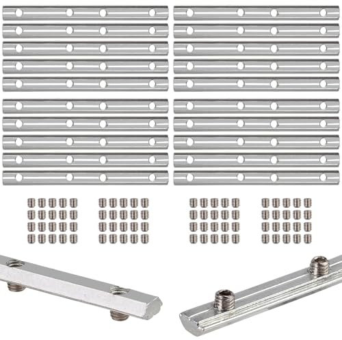 20X EYPINS ALU Streckenverbinder Nut 6, 2020 Profilverbinder 100mm Aluprofil Verbinder, Verzinkter Kohlenstoffstahl Profilverbinder für EU-Standard 2020, 2040 Stangenprofil, Strebenprofil, Aluprofile