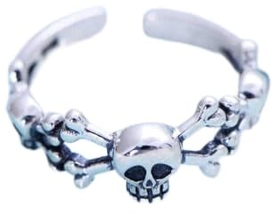 WEISHA Retro-Ring 925 Sterling Silber Ring Totenkopf Männlich Verstellbarer Ring1