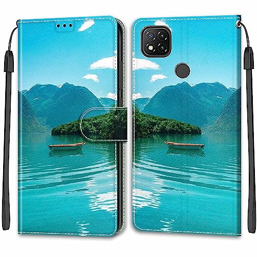 SIENIANLINE Étui pour Xiaomi Redmi 9C / Xiaomi Redm 10A / 9C NFC/Poco C3, PU en Cuir à Rabat Housse avec [Fonction Stand] [Magnetique] Coque pour Xiaomi Redmi 9C / Xiaomi Redm 10A / 9C NFC/Poco C3