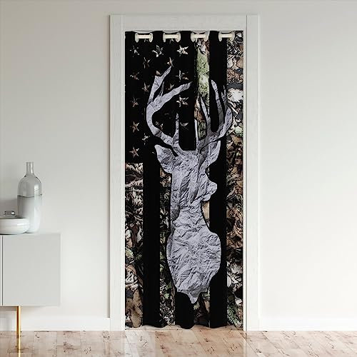 Loussiesd Tenda per Porta di Cervo - Privacy, Farmhouse, Cabin, Rustico - 86 x 203 cm - Isolante Termica Camouflage - Divisorio per Armadio - 30%-50% Copertura
