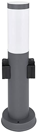 Stehleuchte Außen Steckdose Gartenstehlampe Edelstahl E27 Wegeleuchte Garten, Sockelleuchte Eingangsbeleuchtung, Wetterfest IP44, anthrazit opal modern, 1x E27, DxH 12,7x45 cm