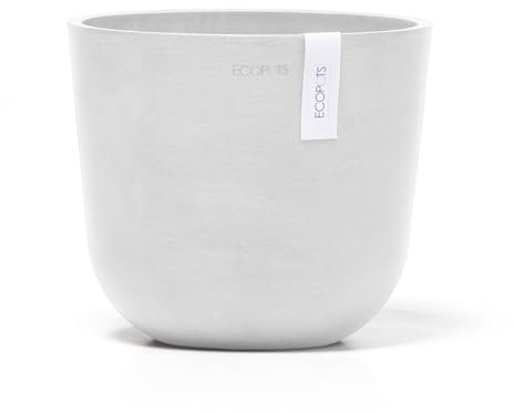 Ecopots Blumentopf Oslo Weiß - Durchmesser Ø 19 cm rund klein - Pflanzentopf aus Recycling Kunststoff - Übertopf modern für Indoor und Outdoor