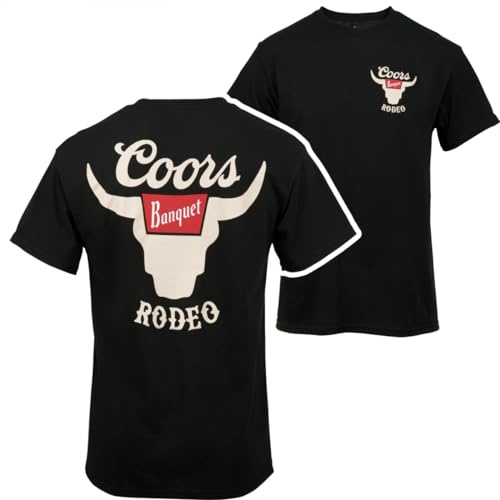 Coors Bankett Rodeo Horns Logo vorne und hinten Print T-Shirt
