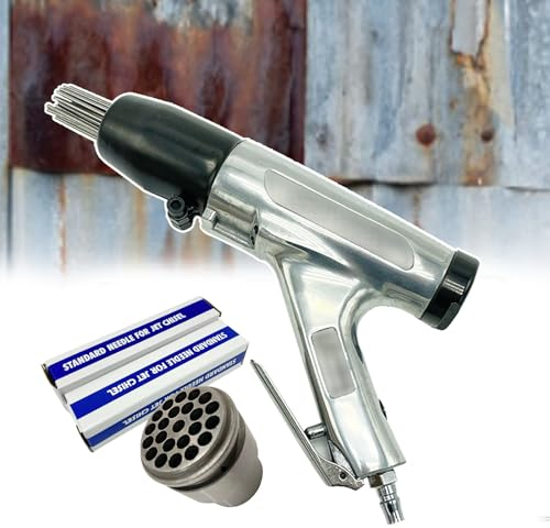 Nadelentroster + 3 mm x 180 mm Nadel (100 Stück) + 3 mm Nadelhalter, pneumatische Düsenmeißel-Nadel-Entrostungspistole, Luft-Nadelentroster zum Entfernen von Rost, Farbe, Korrosion und Graten