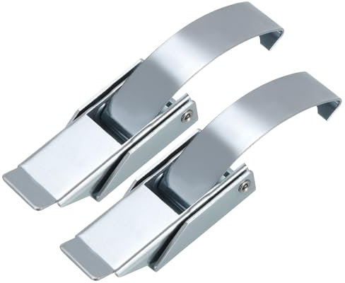 sourcing map 2Pcs Draw Toggle Latch 4.84-inch SUS304 Stainless Steel Spring Loaded Toggle Catch Hasp Clamp Clip with Spring-Steel Hook - Silver