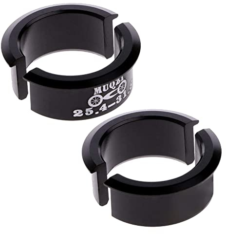 Saipor 4 Stück Fahrrad-Lenkerkeile, Abstandshalter, Reduzierstück aus Aluminiumlegierung, 25,4 mm auf 31,8 mm, Adapter für Fahrradlenker, für MTB, Schwarz, Fahrradlenker, Handlebar, Shim Adapter