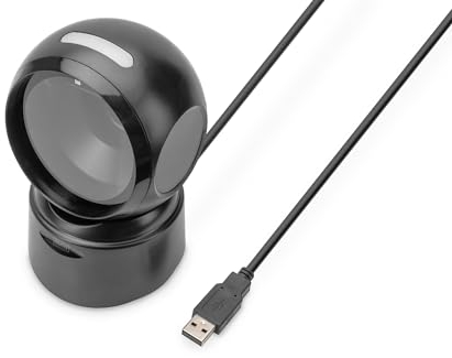 DIGITUS DA-81005 ? 2D Barcodescanner ? Omnidirektionaler Desktopscanner ? 200 Scan/s ? 10 cm Scanweite ? 1,4 m USB-Kabel ? Strichcodes & QR-Codes ? Schwarz
