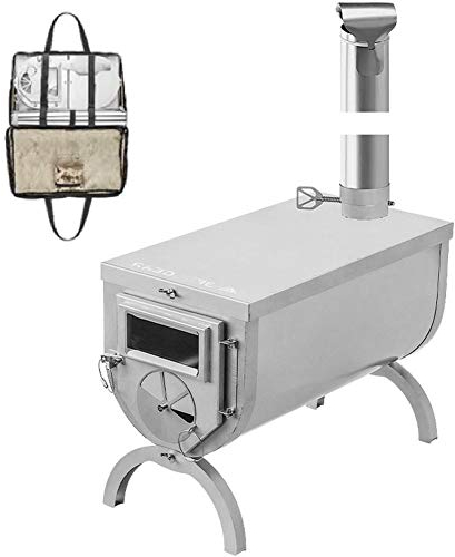 WolFum Zelt-Holzofen, Camping-Holzofen, Edelstahl, für den Außenbereich, leicht, tragbar, faltbar, multifunktional für Camping, Zeltheizung, Jagd, Kochherd, 2,2 m