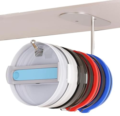 Horizontal Tumbler Lid Organizer, Cup Lid Organizers Inside Cabinet, Stainless Steel Cabinet Storage Solution, Adhesive Or Drilling Tumbler Lid Hook For Kitchen Organizers And Storage