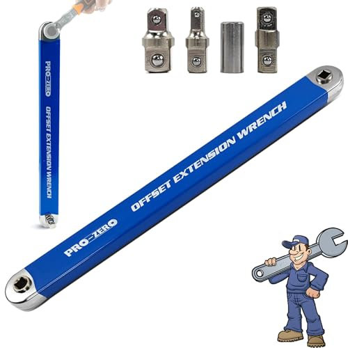 Ukisisi Pro Zero Offset Extension Wrench,2024 New Pro Zero Offset Extension Wrench,offset Extension,extension Wrench,offset Extension Wrench,With 1/2,1/4 And 3/8 Square Drive Adapters (1 Pcs)