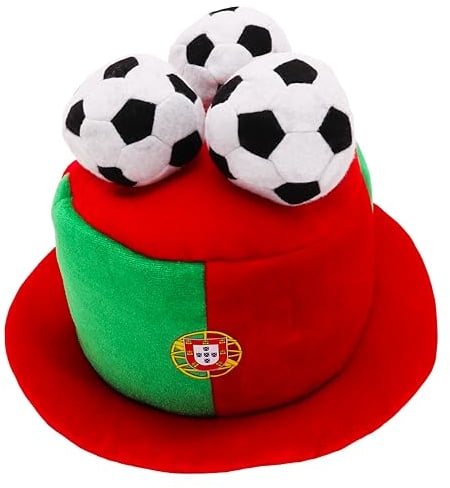 Toyland® Portugal Flagge Neuartiger Fußballfan-Zylinder mit 3D-Fußbällen – perfekt für Euro/Weltmeisterschaft/Fußballpartys und -feiern – 8 Länder verfügbar