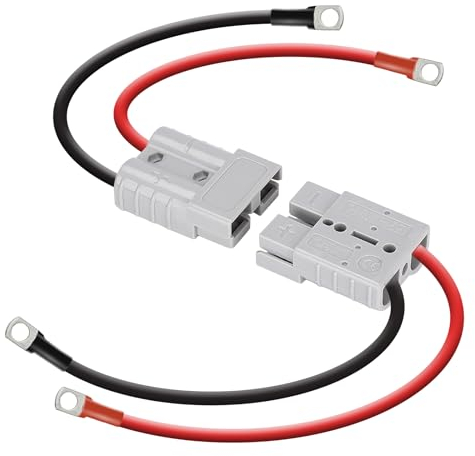 DCHOUSE 2 Stück Batterieanschluss Stecker kit 50A mit 7AWG 30cm Kabel Batterie,Wasserdichter Batterieanschluss für Lifepo4 Batterie,Elektroauto,Wohnmobil,Golfwagen, Rasenmäher