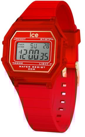 Ice-Watch - Ice Digit Retro Red Passion - Rote Damenuhr mit Silikonarmband - 022885 (Small)