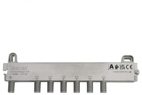 6-Wege-Verteiler TDT und SAT mit F-Anschluss 12 dB. Televes