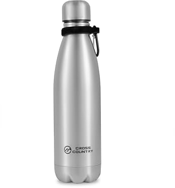 CROSS COUNTRY Insulated Water Bottle - Leak Proof | Double Wall Insulation | Stainless Steel Vacuum Flask | Sweat Free | 12 Hot & 24hrs Cold Metal Bottle for Gym, Sports & Work (500ML)