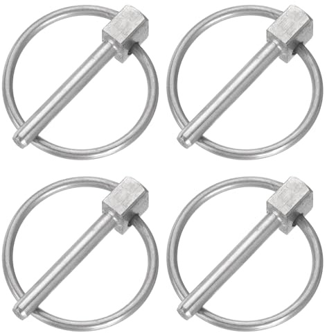 QUARKZMAN Sicherungsstift mit Ring 4Stk 1/8 x 1-3/16 Silber | Edelstahl Runde Sicherungsstifte für Boot Kajak Anhänger Trolley Lastwagen Mäher