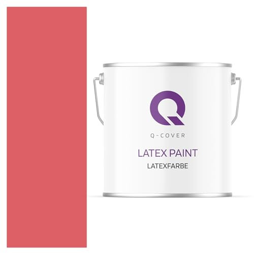 Q-COVER Latexfarbe 5L Rot – matte Wandfarbe & Deckenfarbe für Innen, hohe Deckkraft, scheuerbeständig (Klasse 3), tropfgehemmt, ideal für Wohnzimmer, Küche und Flur